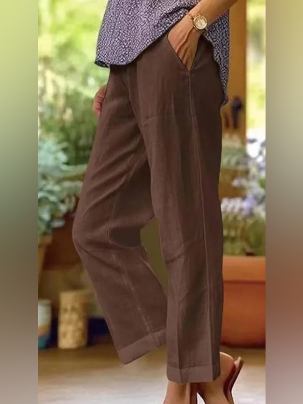 Due Per Due: 16W, Casual Brown Straight-Leg capris